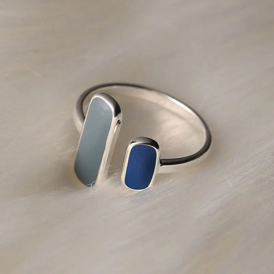 Vintage Ring mit blauem Stein in Silber