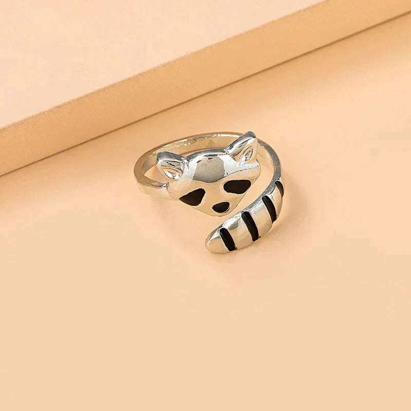 Verstellbarer Waschbär Ring aus 925 Sterling Silber