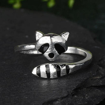 Verstellbarer Waschbär Ring aus 925 Sterling Silber