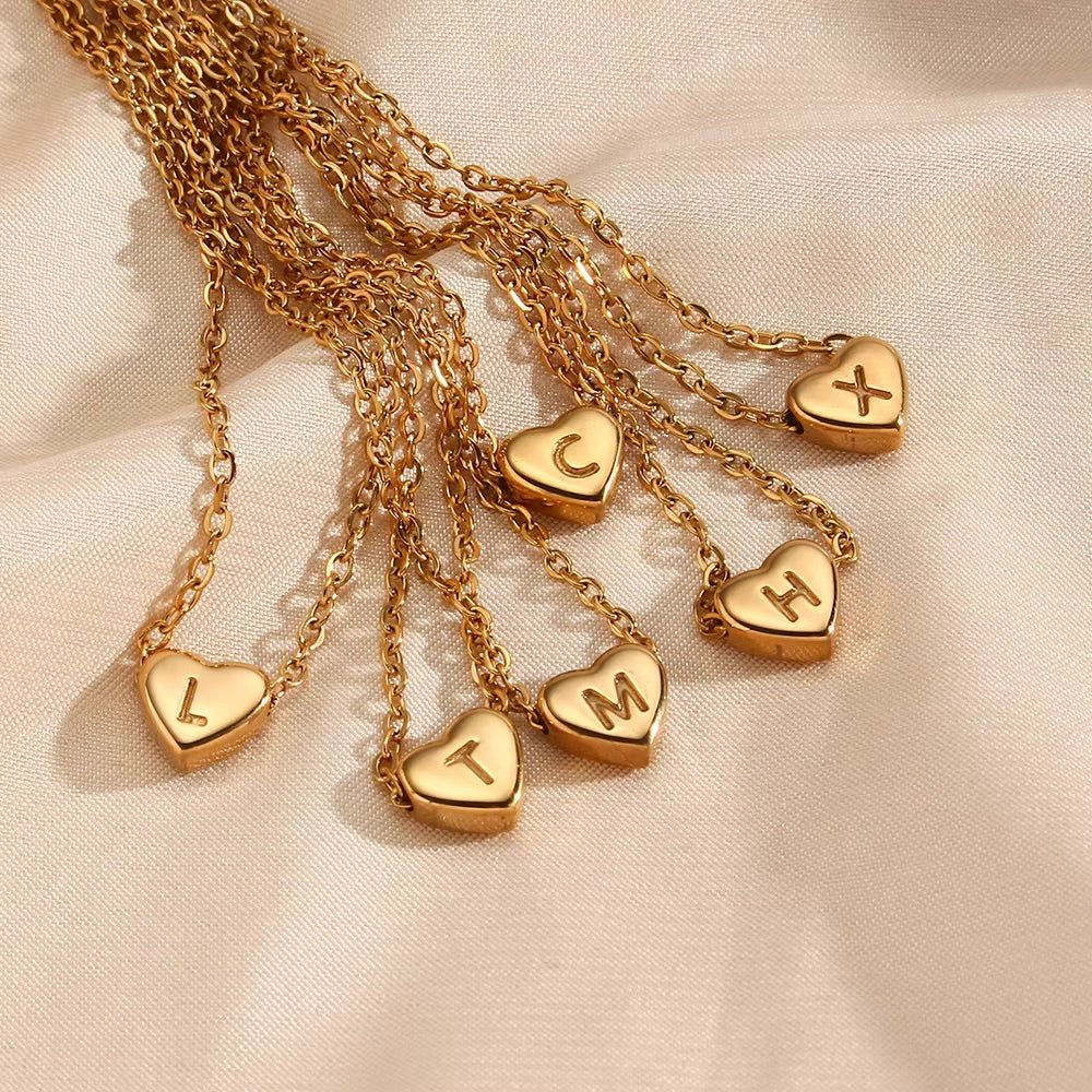 Heart Initial Charm Halkette