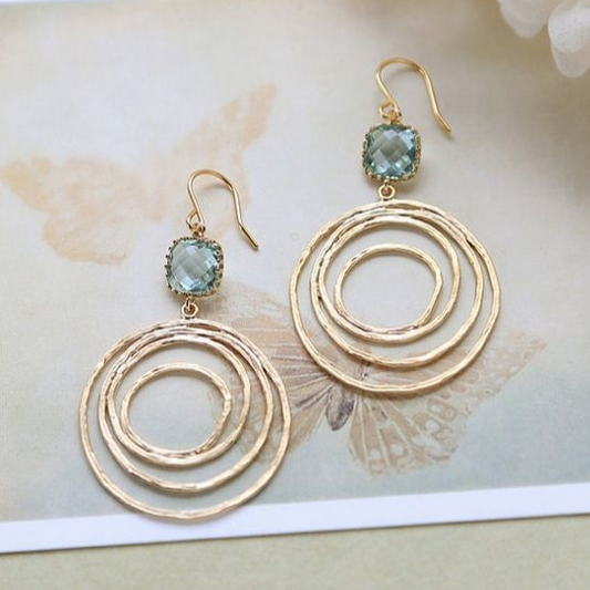 Vintage-Ohrringe mit Spirale aus Gold und Zirkonium