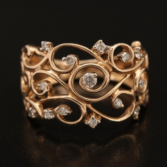 Vintage Rose Efeu Zirkonia Ring