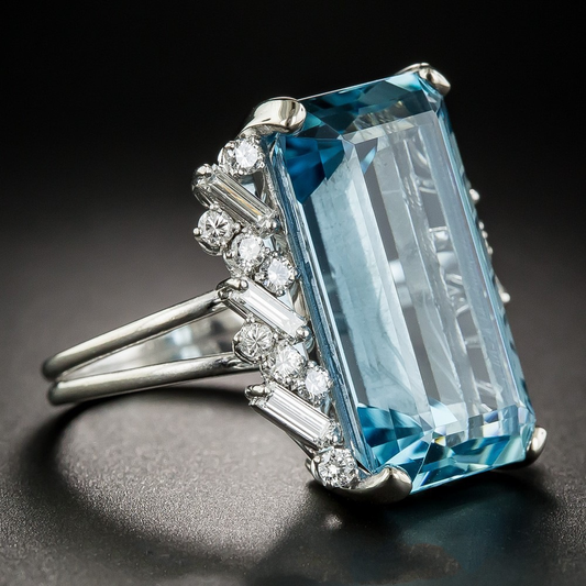 Kristallblauer Vintage-Ring