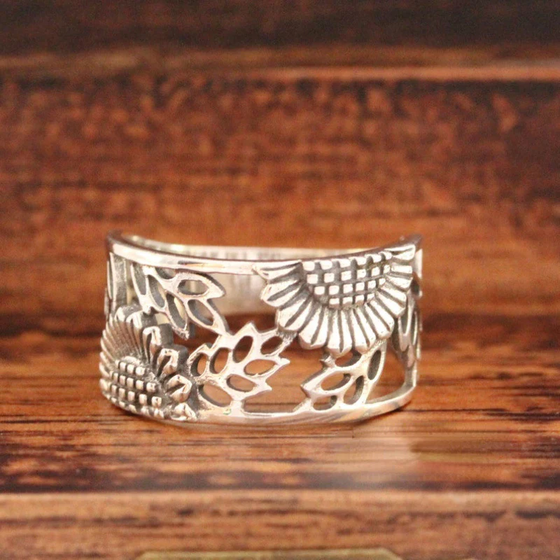 Vintage Hollow Sonnenblume RIng