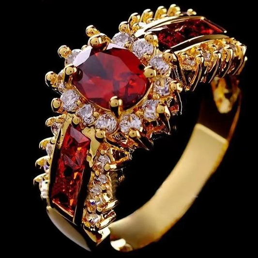 Roter Ring in Brillantgold Vintage