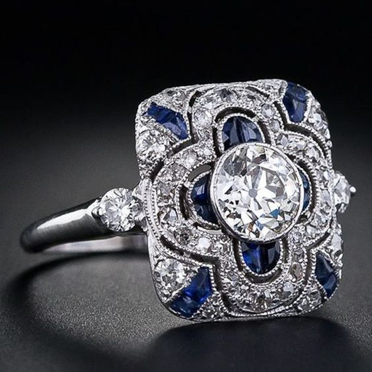 Vintage Silberring mit blauem Zirkonia